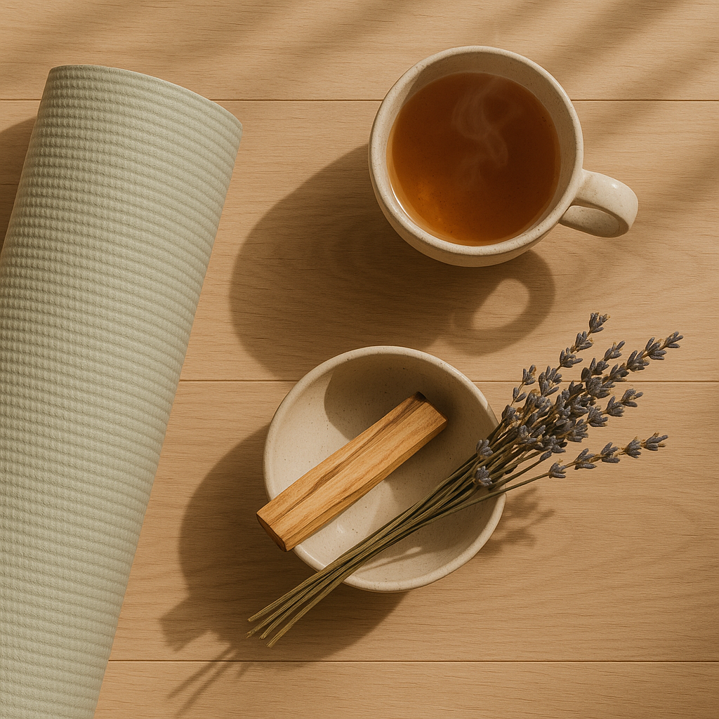 Esenciales: mat, té, palo santo y lavanda